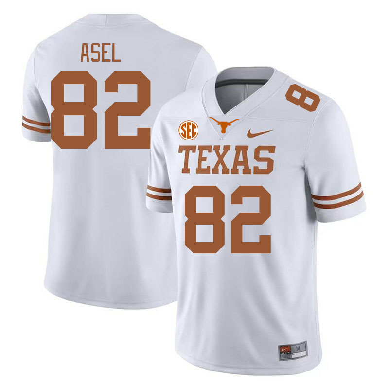 Texas Longhorns #82 Gus Asel SEC Conference College Football Jerseys Stitched Sale-White